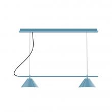 Montclair Light Works CHBX445-54-C21-L12 - 2-Light Linear Nest LED Chandelier with White SJT Cord, Light Blue