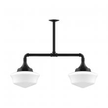 Montclair Light Works MSD021-41 - 12" Schoolhouse glass, 2-light stem hung pendant, Black