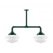 Montclair Light Works MSD021-42 - 12" Schoolhouse glass, 2-light stem hung pendant, Forest Green