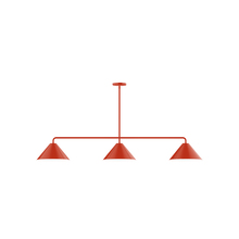 Montclair Light Works MSN422-26 - 3-Light Pinnacle Linear Pendant, Vermillion