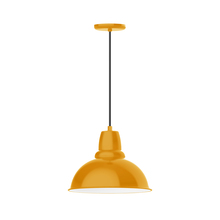Montclair Light Works PEB107-21-C21 - 14" Cafe shade, pendant with white cord and canopy, Bright Yellow