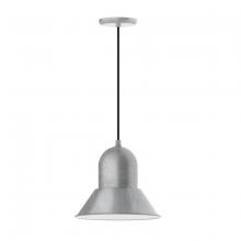 Montclair Light Works PEB123-49-C11 - 12" Prima shade, pendant with Gray and Yellow Dot Fabric Cord and canopy, Painted Galvanized