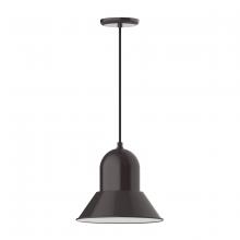 Montclair Light Works PEB123-51-C11 - 12" Prima shade, pendant with Gray and Yellow Dot Fabric Cord and canopy, Architectural Bronze