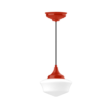 Montclair Light Works PEF021-26 - 12" Schoolhouse glass, black cord with canopy, Vermillion