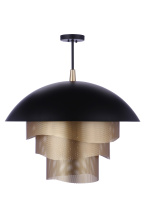 Craftmade P1011FBMG-LED - 31.25 Dia Sculptural Statement Dome Pendant w/ Perforated Metal Shades in Flat Black/Matte Gold