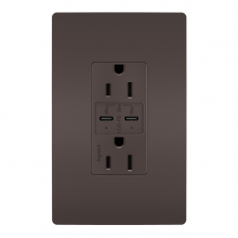 Legrand Radiant R26USBPDCC6 - radiant 15A Tamper Resistant Ultra Fast PLUS Power Delivery USB Type C/C Outlet, Brown (6 pack)