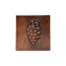 Premier Copper Products T4DBG - 4'' x 4'' Hammered Copper Grape Tile