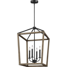 Visual Comfort & Co. Studio Collection F3191/4WOW/AF - Gannet Medium Chandelier - Weathered Oak Wood & Antique Forged Iron